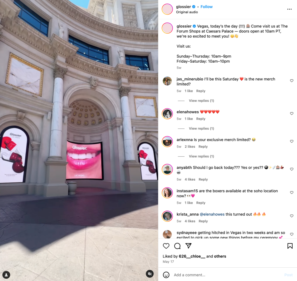 Glossier Campaign in Las Vegas Luxury e-tailing